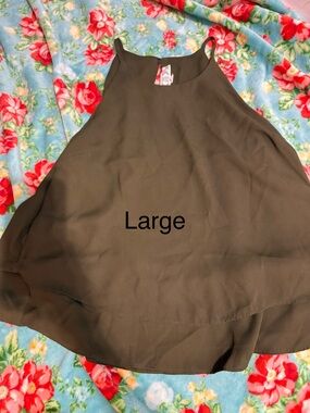 Olive Green Halter Tank Top - Brand: